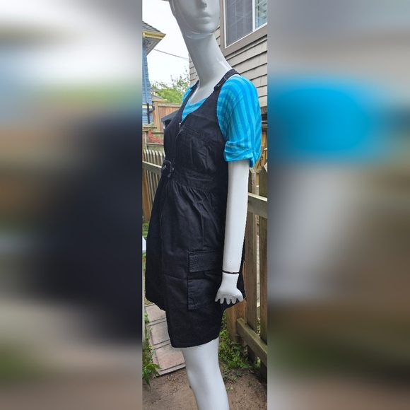 Splitz Black sturdy cotton zip up overall dress with pockets.small - Picture 7 of 14